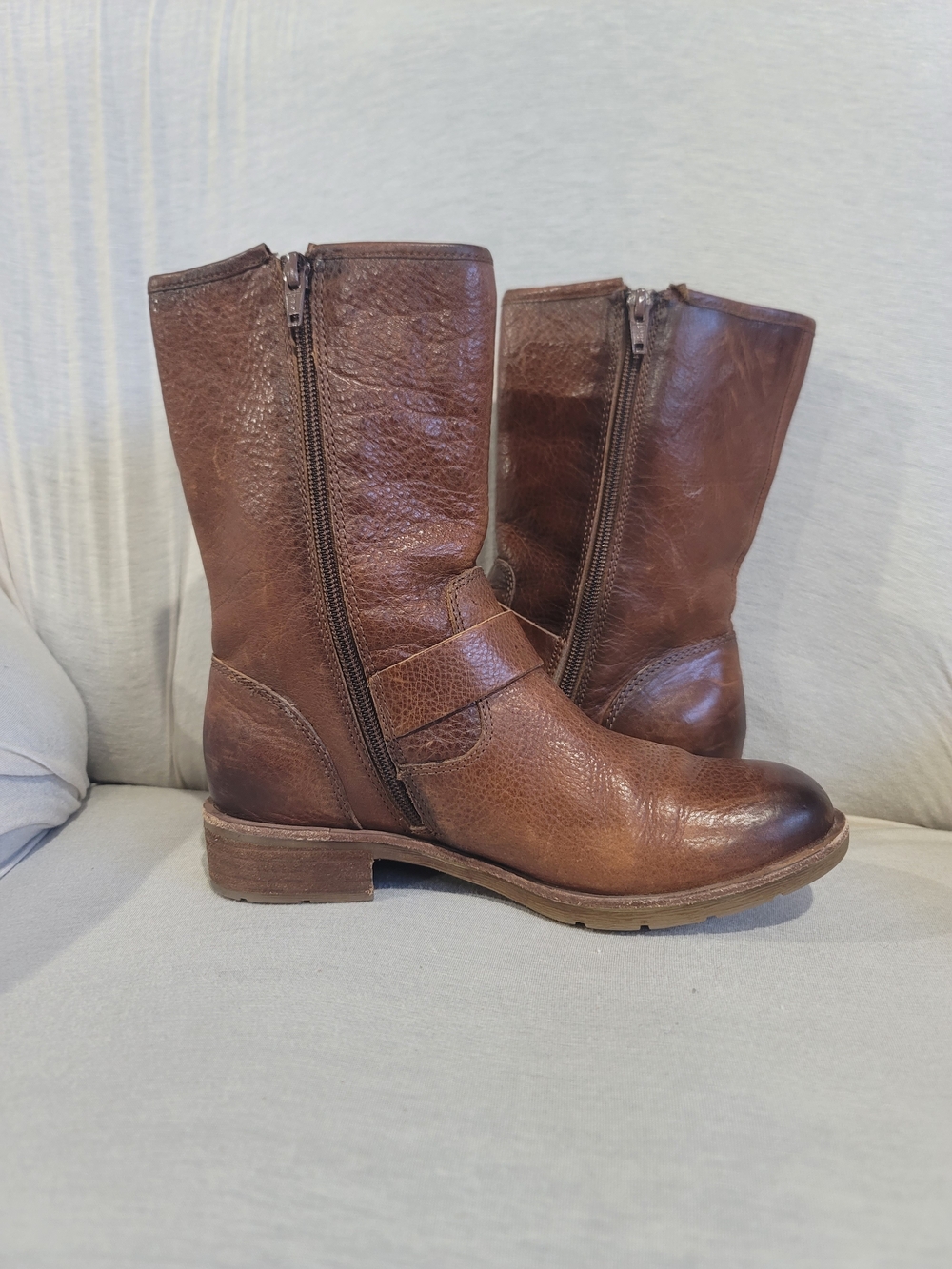 Sofft Brown Leather Moto Boots Women’s 6.5M Buckle Lace-Up - Picture 3 of 8